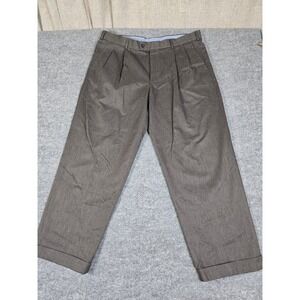 AXIST Mens Flat Front Pleated Dress Pants Charcoal 40x32 Cotton‎ Polyester Blend